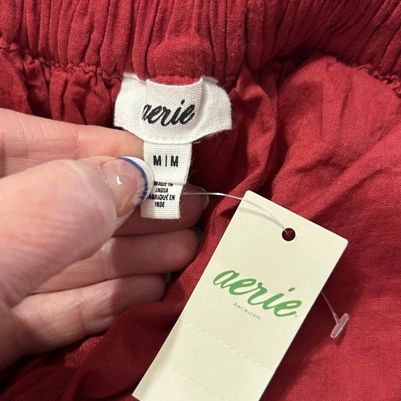 Aerie Red Tiered Ruffle Mini Skirt Elastic Waist Medium Lightweight 100% Cotton - Picture 3 of 8